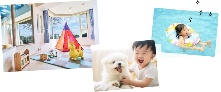 家族で伊豆を楽しんでいる様子